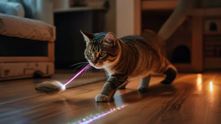 Brincadeiras noturnas que despertam os instintos naturais do seu gato